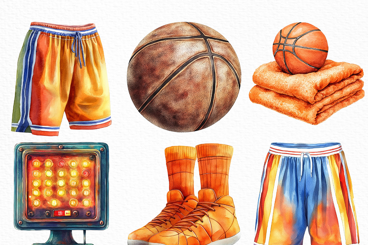 Watercolor Basketball Clipart Bundle, an Illustration by Craft Nest (Photo 4 of 6)