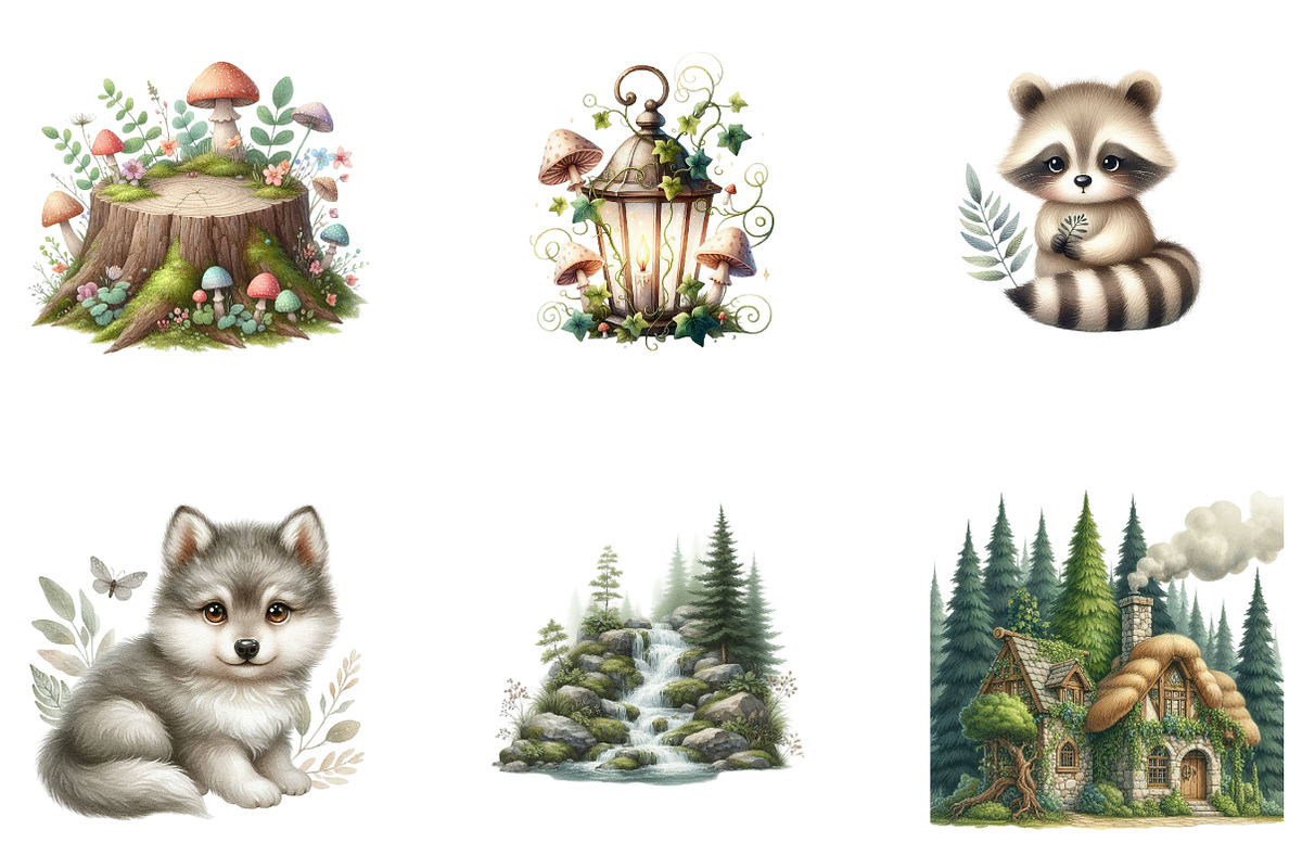 Cute Woodland Animal Clipart, a Seasonal Illustration by CreationArt (Photo 3 of 5)