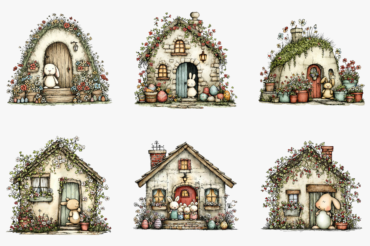 Easter Bunny House Clipart, an Illustration by CreationArt (Photo 2 of 6)