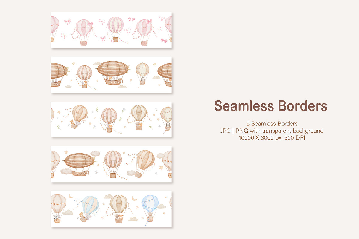 Hot Air Balloon Baby Animal Clipart, an Animal Illustration by ElenaPlatovaArt (Photo 9 of 11)