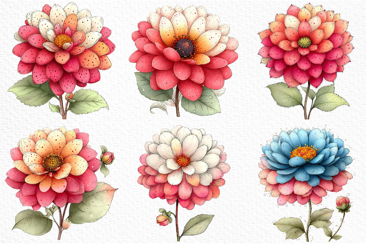 Whimsical Spring Dahlia Flower Png, an Illustration by Craft Nest (Photo 10 of 11)