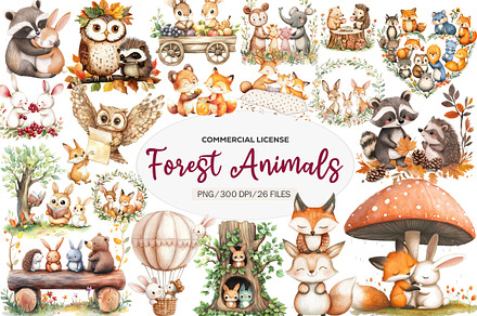 Woodland Forest Animals Friends, an Illustration by CreationArt