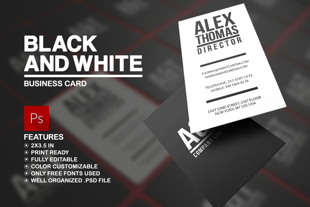 Black And White Business Card, a Business Card Template by Marvel (Photo 1 of 5)