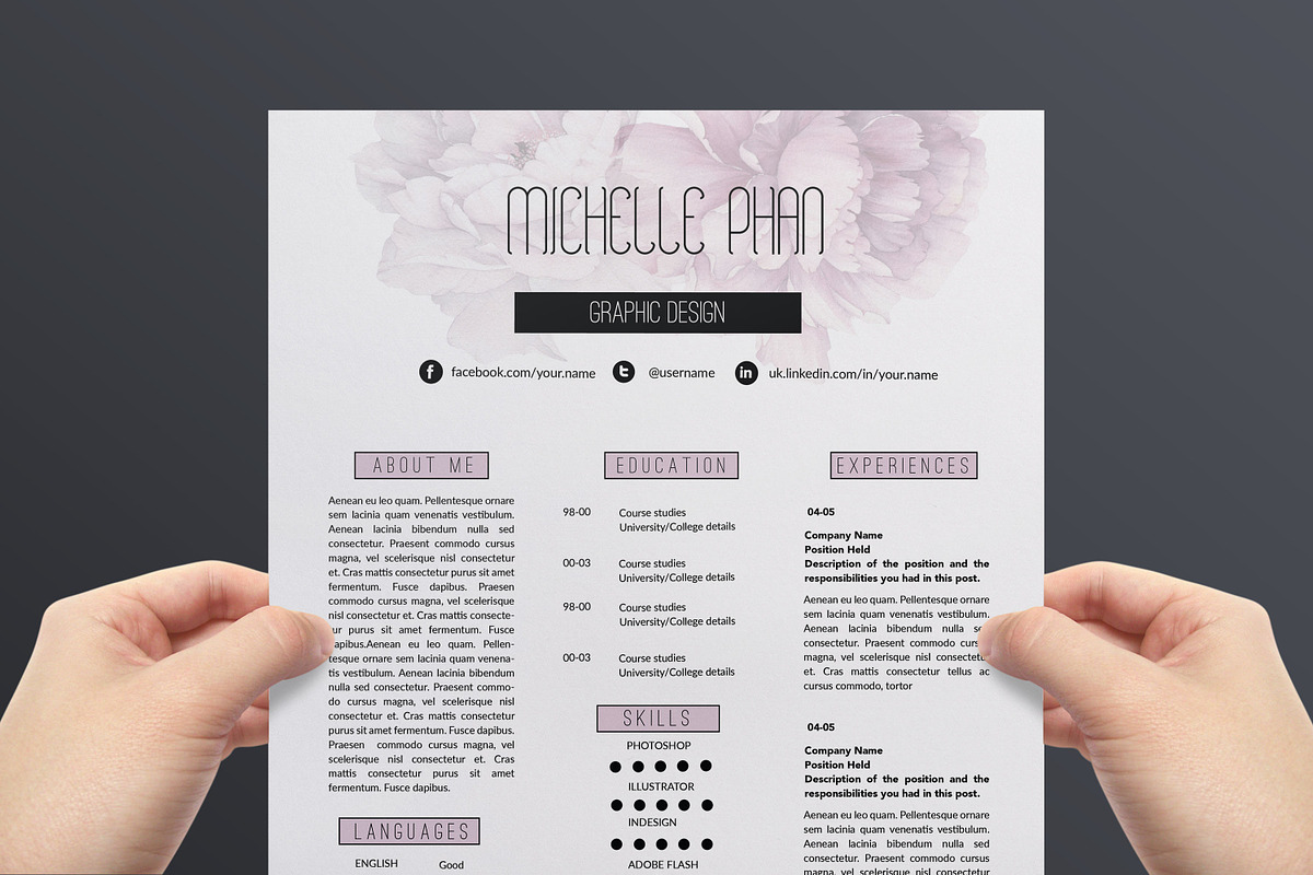 CV template + cover letter template, a Resume Template by Chic templates (Photo 4 of 4)