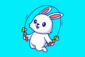 Cute Rabbit Playing Carrot Jump Rope, an Animal Illustration by Catalyst Labs