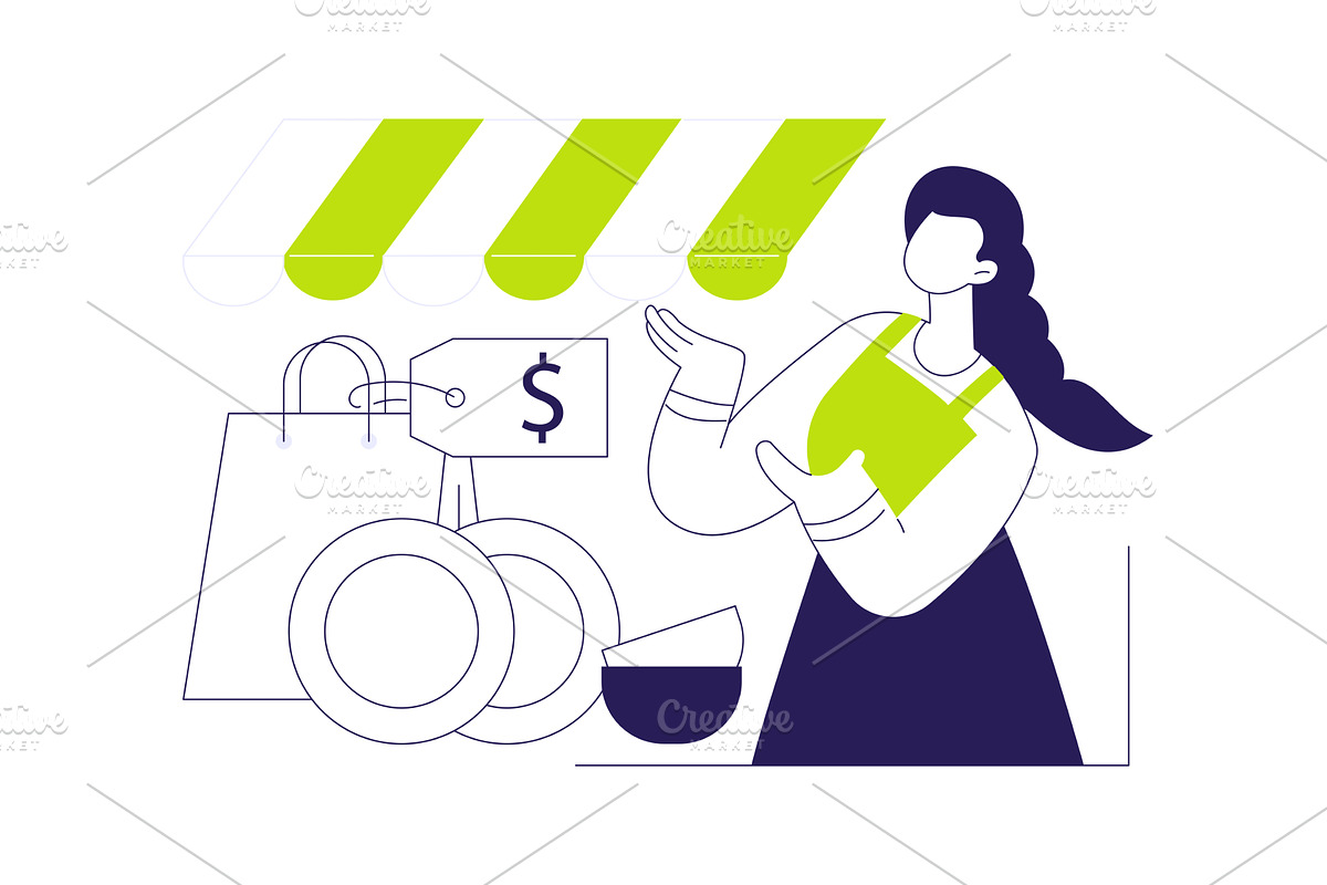 Selling crafts at the market, a Finance Illustration by Visual Generation