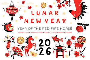 Lunar New Year 2026 Red Fire Horse