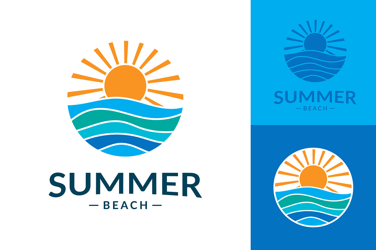 vibrant sun and ocean waves, a Branding & Logo Template by Saba Vector