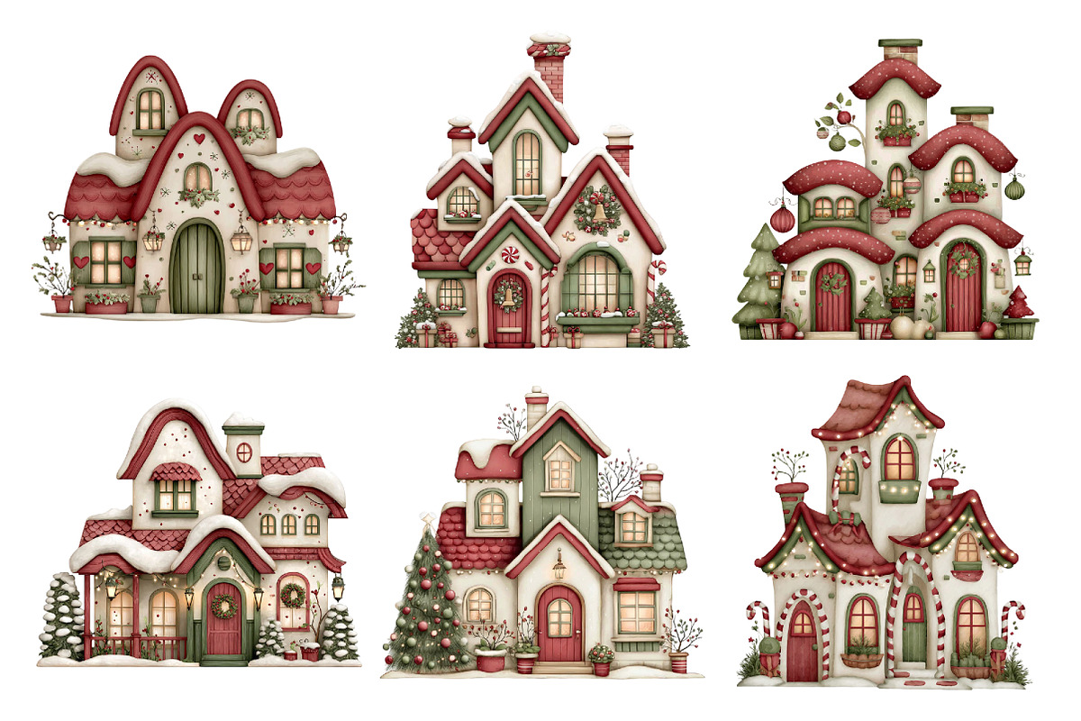 Whimsical Christmas House Clipart, a Seasonal Illustration by Creative Art (Photo 3 of 7)