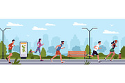Marathon runners in city. Active, a Sport Illustration by YummyBuum (Thumbnail 1 of 3)