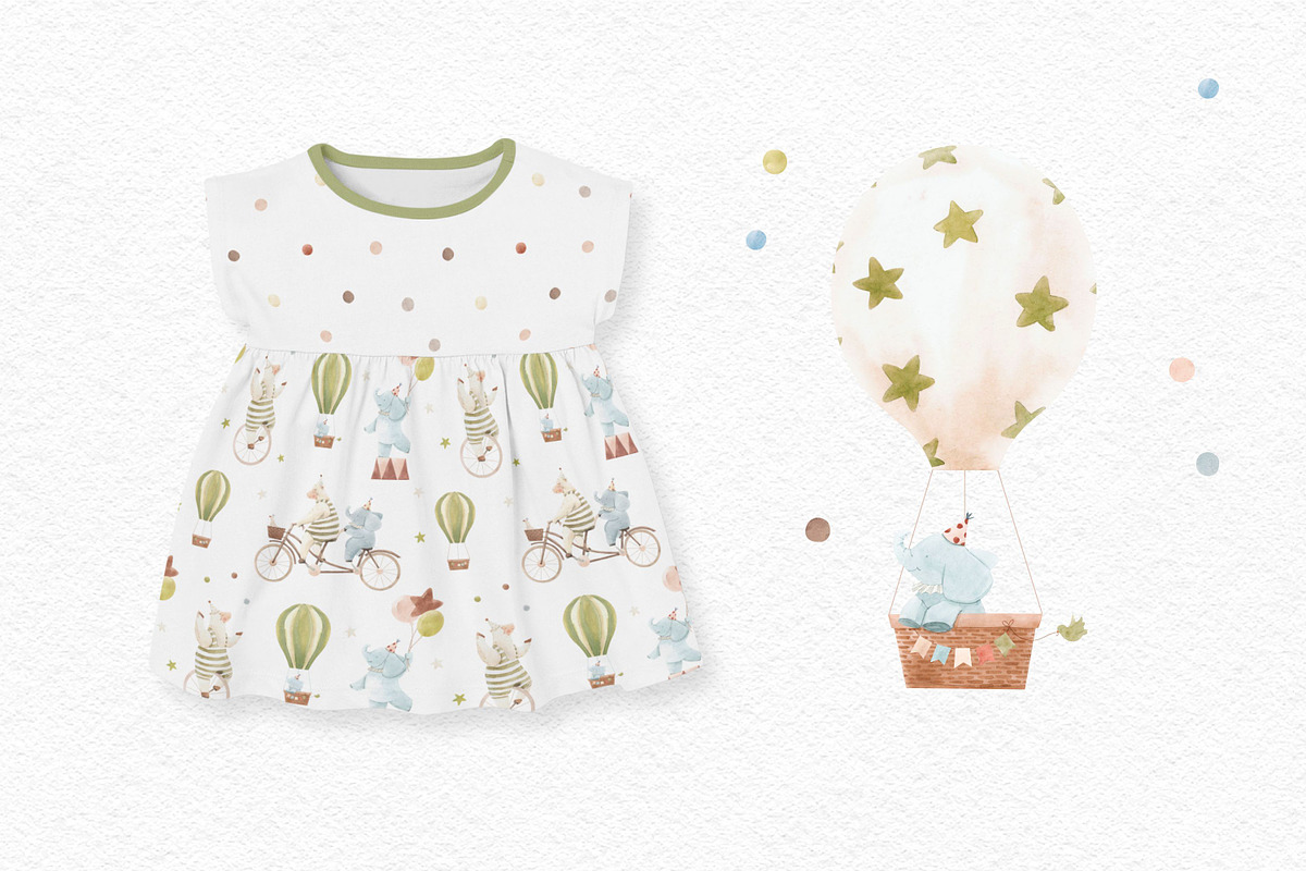 Cute Watercolor Circus Set, an Animal Illustration by Lembrik's Artworks (Photo 5 of 6)