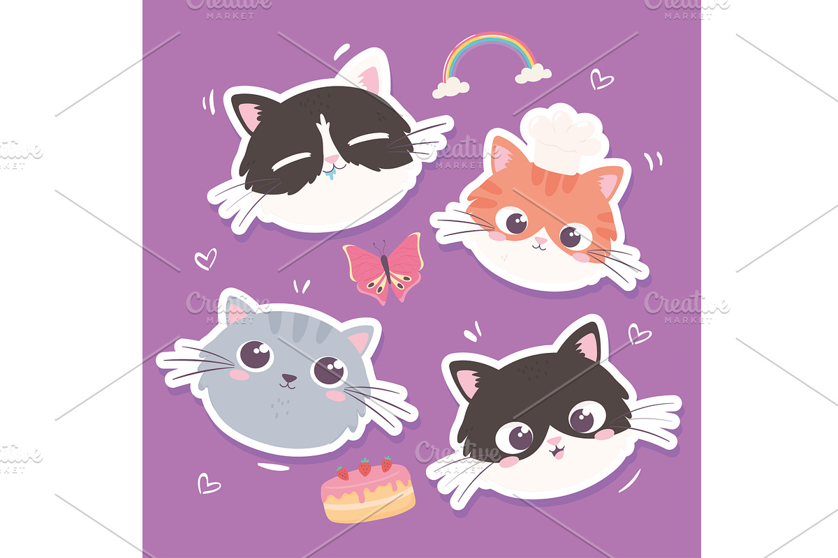 cute faces kitty, an Animal Illustration by studiogstock