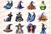 Halloween Witch Clipart, an Illustration by DreamCafeArt (Thumbnail 3 of 6)