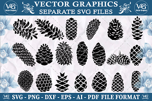 Pine Cones SVG vector design bundle