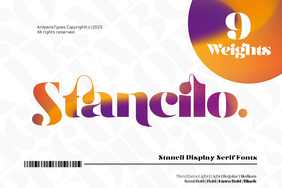 Stancilo, a Serif Font by Ardyanatypes (Photo 1 of 12)