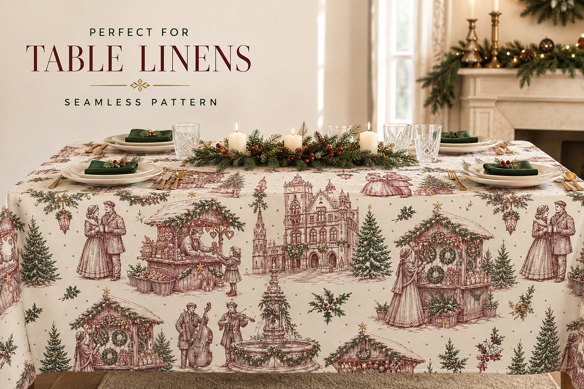 Vintage Christmas Toile Pattern, a Pattern Graphic by Olya Creative (Photo 6 of 10)