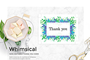 Watercolor Leaves Thank You Card, a Card Template by Brush&Paper