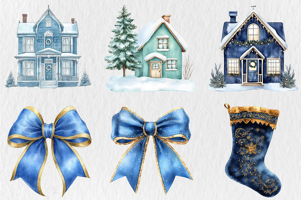 Blue Royalty Christmas Clipart, an Illustration by Rose Art (Photo 2 of 4)