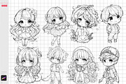 Procreate Chibi Pose Draw Coloring, a Brush Add-On by ArtPrintBabe (Thumbnail 3 of 3)