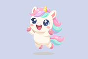 Kawaii Baby Unicorn Jumping, an Animal Illustration by Artpon Illustration (Thumbnail 2 of 3)