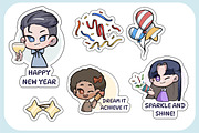 New Year Chibi Art Sticker Set 10, an Illustration by vectstudio (Thumbnail 2 of 3)