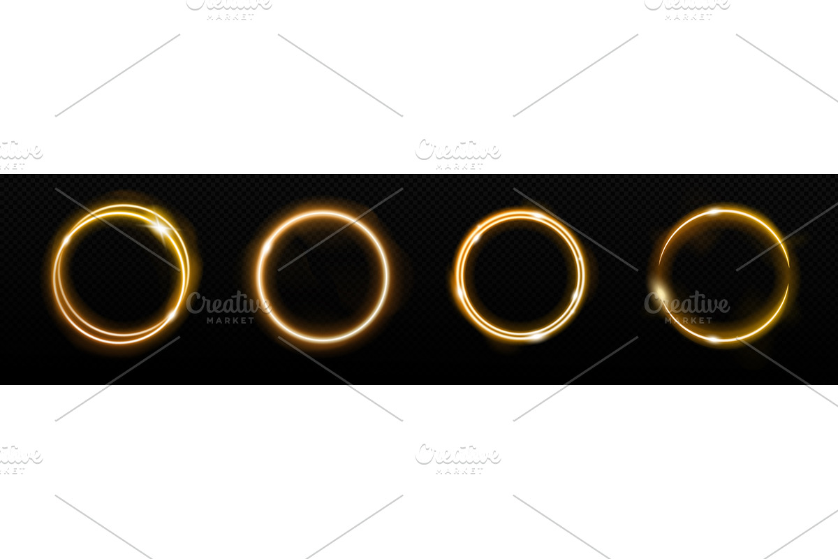 Neon golden circle vector glowing, an Illustration by skripnikbb