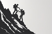 Mountain Hiking Silhouette Set, an Illustration by BIPLOB EXPERT (Thumbnail 13 of 21)