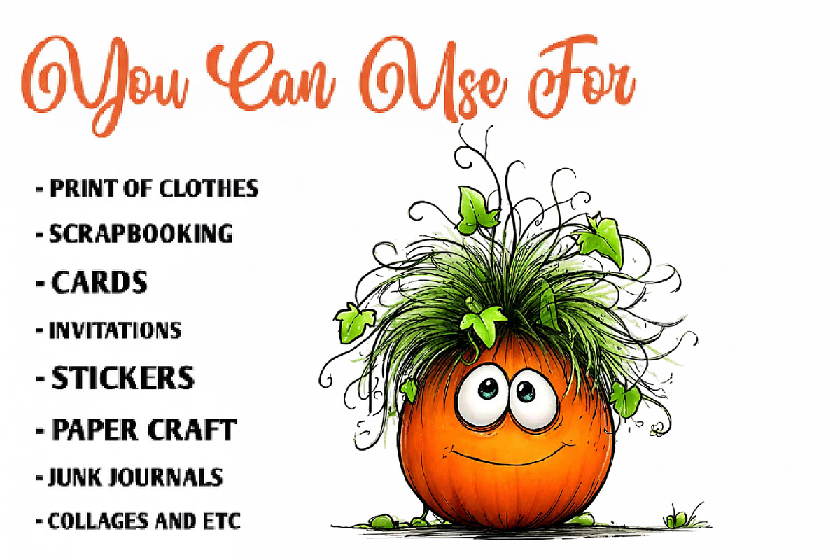 Funny Pumpkin Clipart PNG, a Seasonal Illustration by CreationArt (Photo 5 of 7)