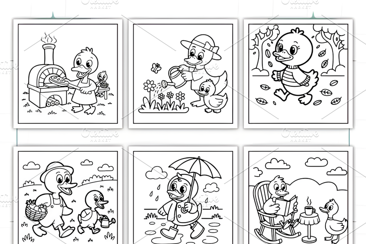 Bold and Easy Ducks Life Coloring, a Decorative Illustration by Ink Gallery (Photo 8 of 8)