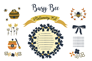 Busy Bee Stationery Kit Clip Art 