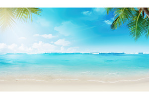 beach layout summer background ai, a Nature Photo by pikepicture