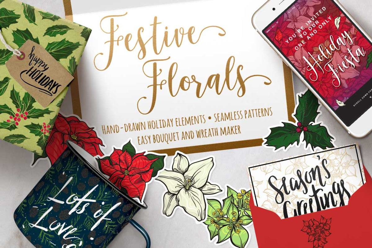 Festive Florals, a Seasonal Illustration by melissadn (Photo 1 of 14)