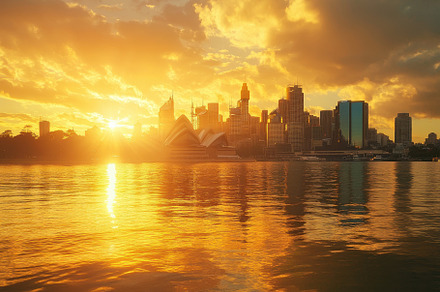 Stunning sunset over Sydney Harbour, a Photo by Iftikhar Alam