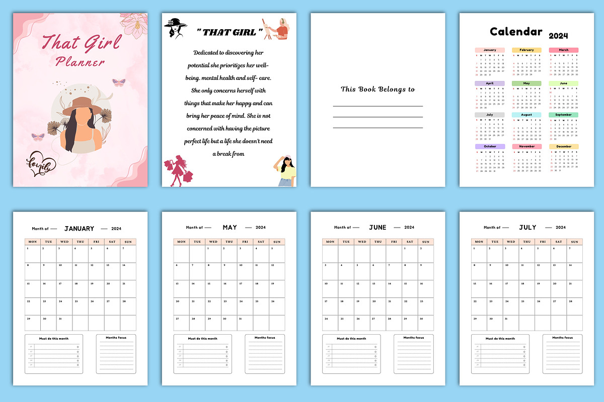 2024-2025 That Girl Planner Canva, a Stationery Template by Designmela01 (Photo 2 of 8)