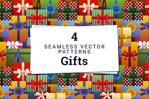 4 Seamless Vector Patterns - Gifts