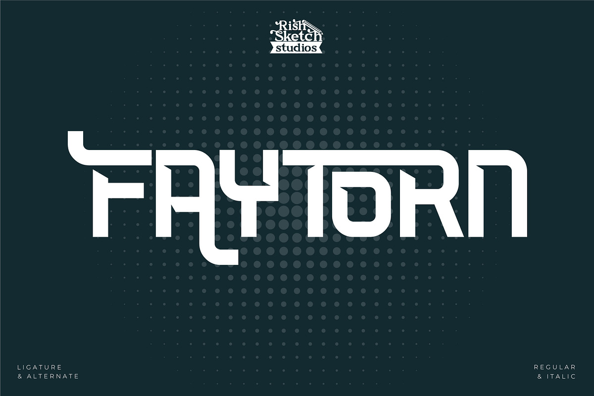 Faytorn - Futuristic Display Font, a Sans Serif Font by Rishsketch (Photo 1 of 15)