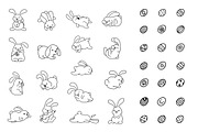 Bunny Hop Icons And Seamless Pattern, a Pattern Graphic by Iconka (Thumbnail 3 of 3)
