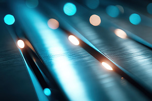 Illuminated lines with blue and warm lights create a striking abstract pattern, a Background Photo by AlyaAnd