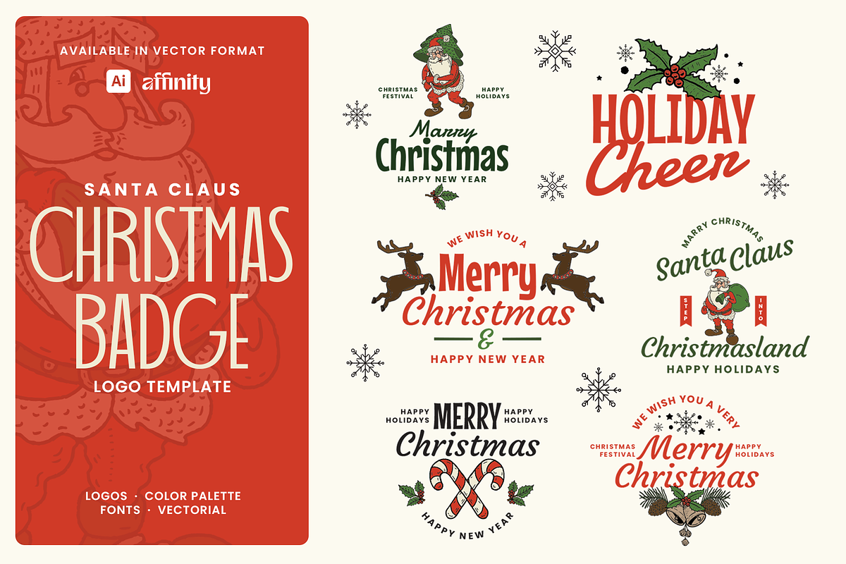 Santa Claus Christmas Badge Bundle, a Branding & Logo Template by Headfonts (Photo 1 of 6)