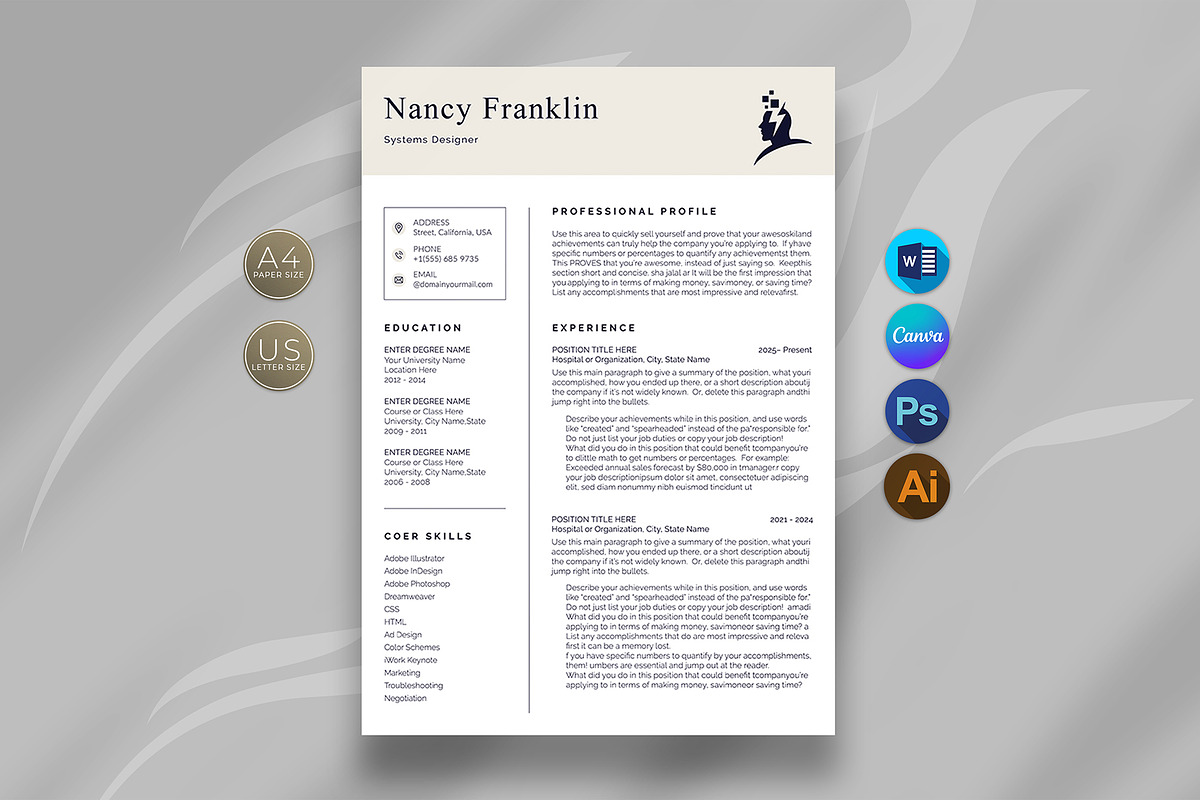Canva Resume Template, a Resume Template by DesignDevisers (Photo 1 of 10)