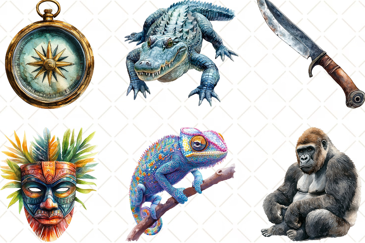 Jungle Adventure Clipart Bundle, an Illustration by Black Bird Studio (Photo 2 of 6)