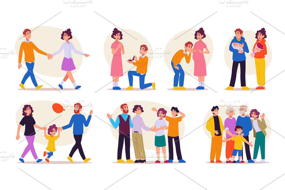Growing family. Happy couples, a Person Illustration by Onyx