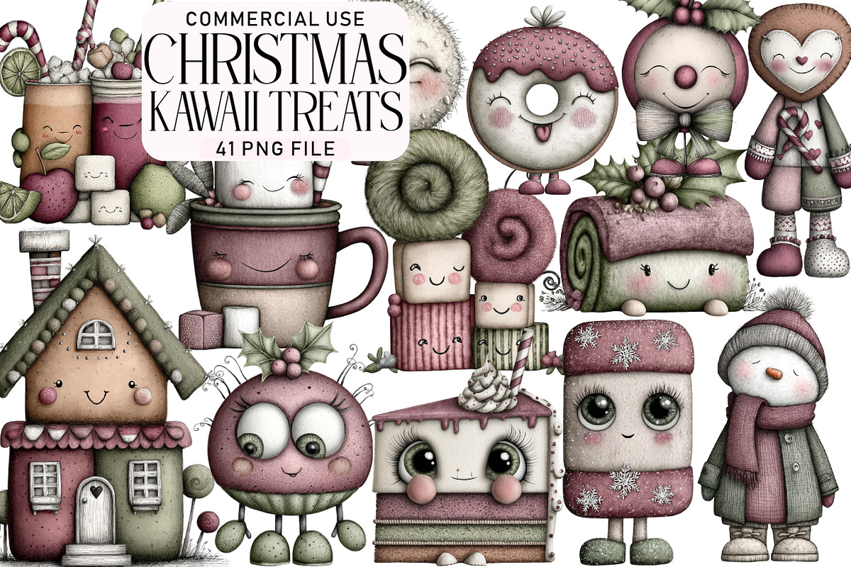 Kawaii Christmas Treats Clipart, an Illustration by Daily.Designs (Photo 1 of 5)