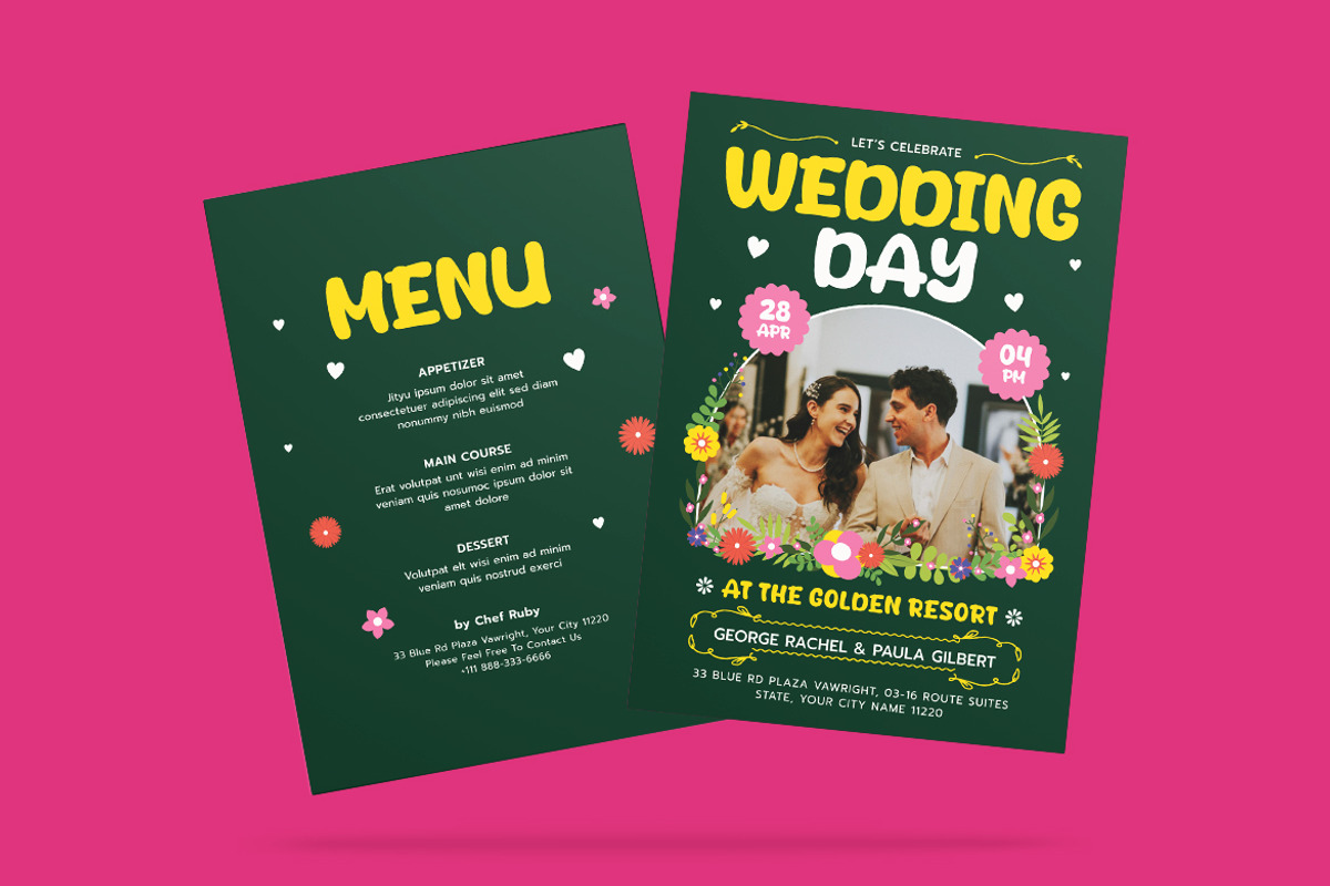Pearce Wedding Invitation Template, an Invitation Template by iDoodle Studio (Photo 2 of 3)