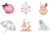Coquette Coastal Clipart Bundle, an Illustration by Watercolor design (Thumbnail 2 of 4)