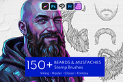 150 Beard & Mustache Procreate Stamp, a Brush Add-On by Selentaori Studio (Thumbnail 1 of 12)