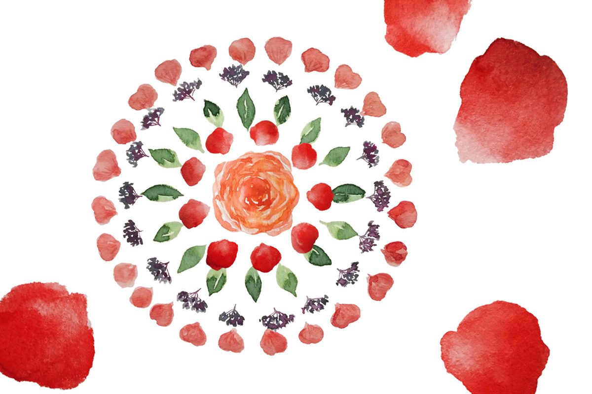 Watercolor Floral Mandalas - DIY Set, an Illustration by amyxbao (Photo 4 of 6)