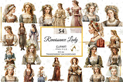 Renaissance Lady Watercolor Clipart, a Person Illustration by NiiiNArt (Thumbnail 1 of 9)