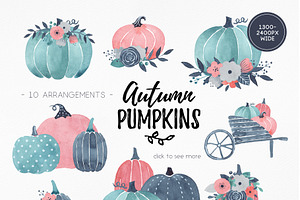 Watercolor Fall Pumpkins Clipart