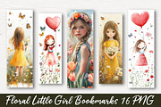 Floral Little Girl Bookmarks, an Illustration by Watercolor design (Thumbnail 1 of 4)